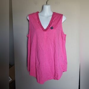 NEW Lands' End Vibrant Pink V-Neck Tank Top